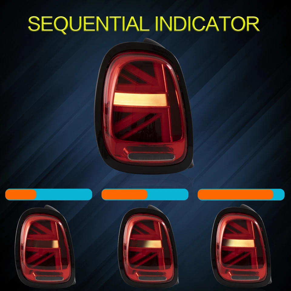 VLAND Feux Arrière LED Pour 2014-2019 Mini Cooper F55 F56 F57 Union Jack Rouge - Image 4 of 4