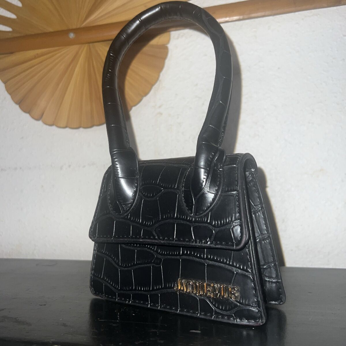 Jacquemus Le Grand Chiquito Croc Print Leather Bag In Black Jacquemus Le Grand Chiquito Croc Print Leather Bag In Black
