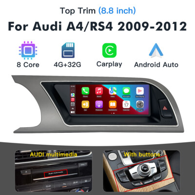 8.8'' Apple CarPlay Android Screen Head Unit GPS for Audi A4 RS4 B8 High 2009-12