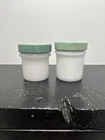 Vintage Pair Hazel Atlas Milk Glass Jar Green Lid Salve/Cold Cream Free Shipping