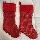 Set of 2 Red Sparkly Christmas Stockings
