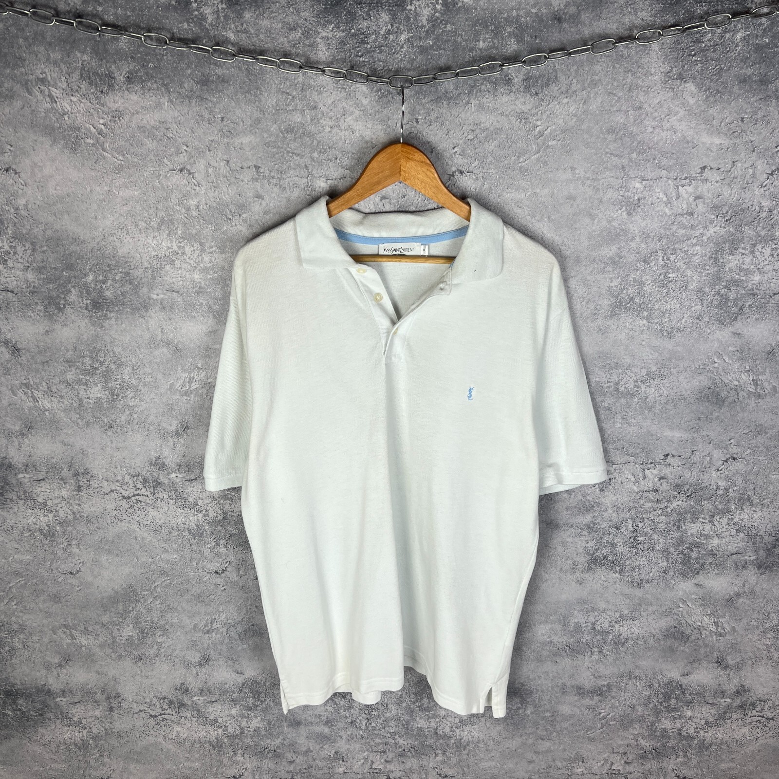 SAINT LAURENT Polo uomo YvesSaintLaurent manica corta cotone bianco taglia XL
