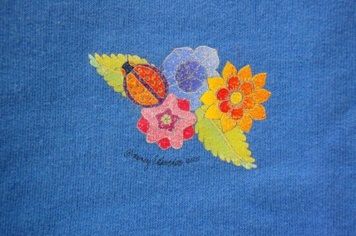 Vintage 80s-90s Birds & Wild Flower Print Drawstring Sweatshirt Cottagecore Hipp - Picture 4 of 4
