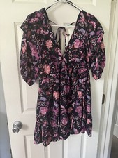 Forever 21 Beautiful Floral Butterfly Sleeve Mini Dress Lined Size Medium New