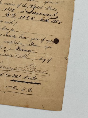 1866 Civil War Union Discharge DAVISON 147th Illinois Infantry WOOD Borland - Picture 8 of 12