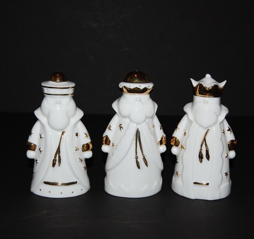 Dept 56 We Three Kings Wisemen Christmas Bells White Gold Accents