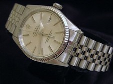 Mens Rolex Datejust Stainless Steel Watch 18K White Gold Bezel Silver Dial 16014 2