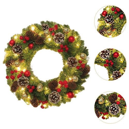 Christmas Wreath with Lights Front Door Wreath for Festival New Year - Picture 2 of 7