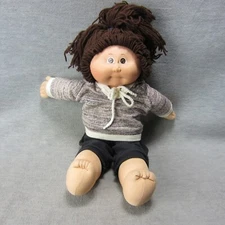 Vintage Cabbage Patch Doll Girl Brown Hair Head Mold 1 Blue Signature