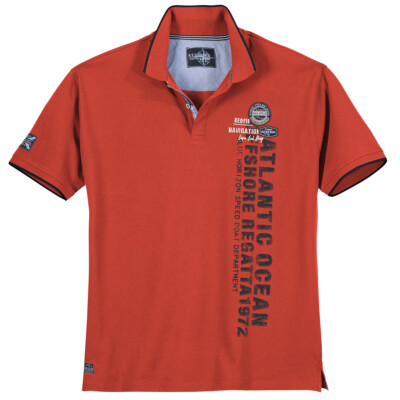 Redfield Poloshirt Übergröße rot Print Atlantic Ocean