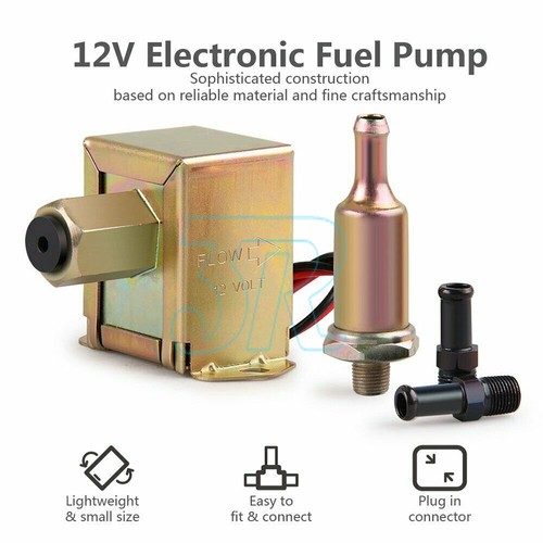 Electric Fuel Pump 12 volt Solid State 4 to 6psi 130 LPH Petrol Universal - Picture 3 of 10