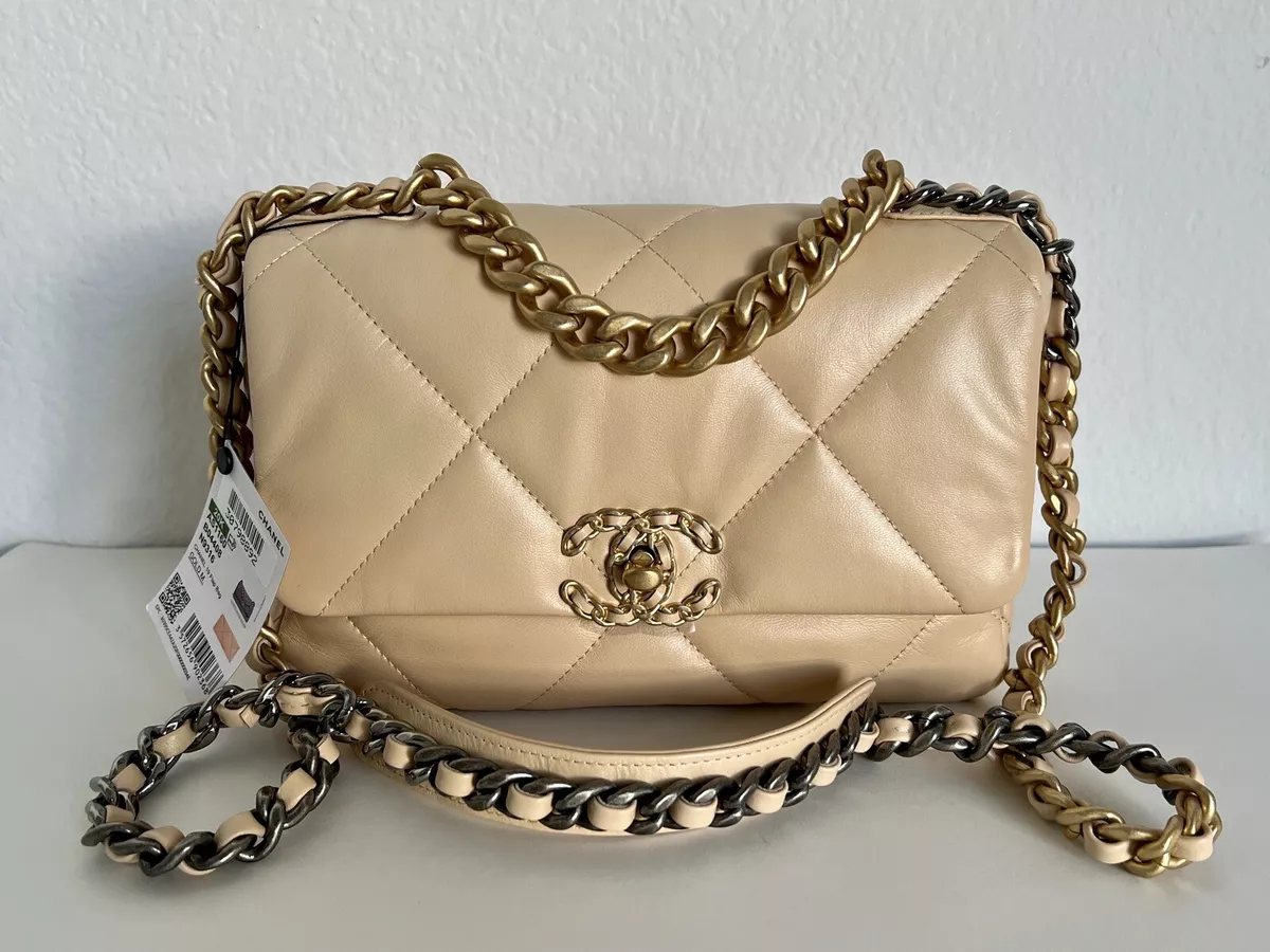 chanel 19 beige bag