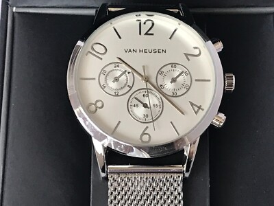 Van Heusen Silver Japan Movement Stainless Steel Case Back Quartz Men's  Watch