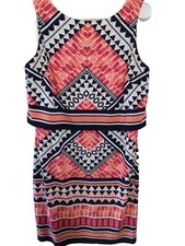 Designer Vince Camuto Tiered Shift Modern Sleeveless Dress Lined Women's 8