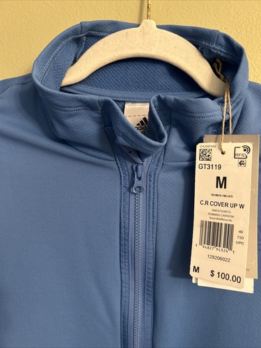 Adidas Women’s Cold Ready Cover Up Sweatshirt With Zip Neck Size Med Blue - Picture 9 of 13