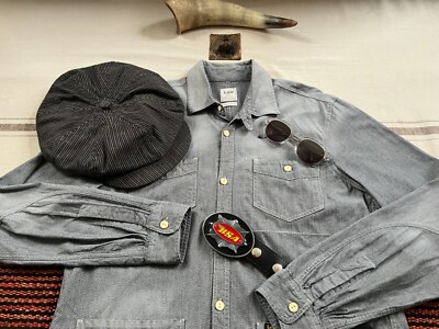 Lee 101 Chore Shirt S-M Salt Pepper Herringbone RRL-ish Engineer Loco Jacket