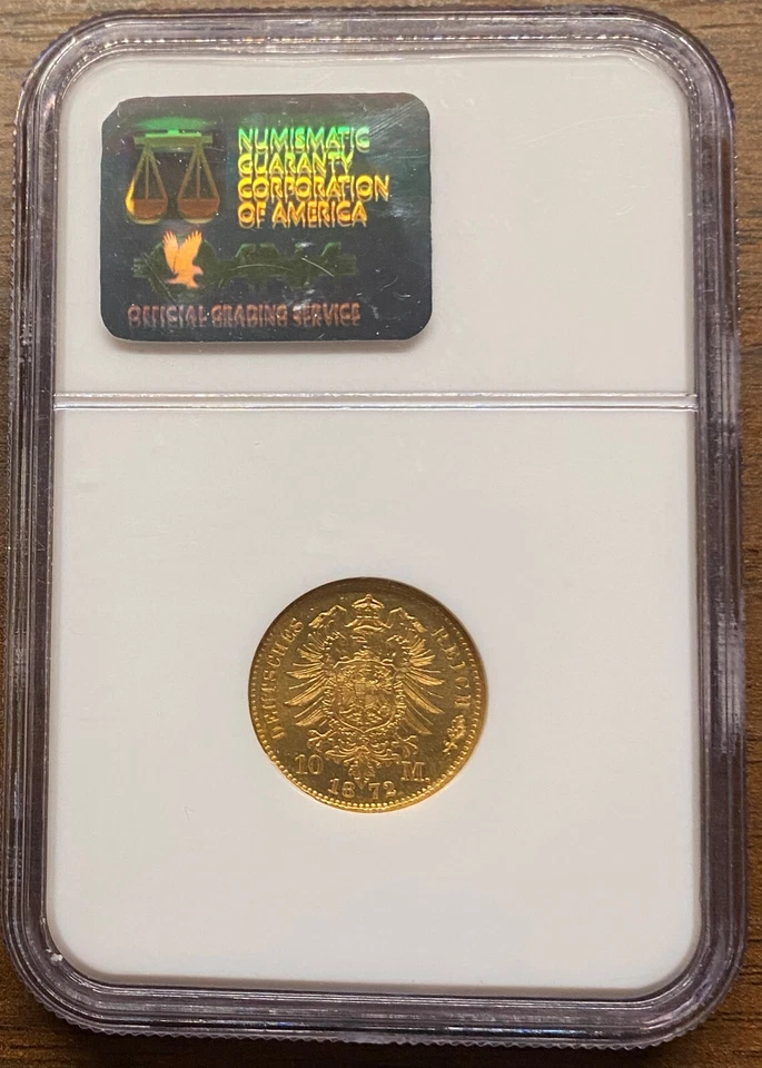 💎 1872 A Germany 10 (Ten) Mark Prussia Gold Coin NGC MS65 PL KM# 502 Proof Like - Image 3 of 3