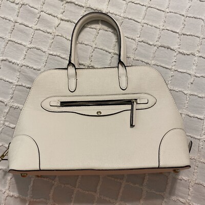 zara woman handbag cream With Black Trim. Gold Accent.