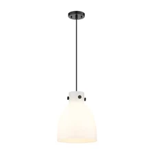 Innovations Newton Bell 1 Lt 10" Cord Pendant, BK/White - 410-1PM-BK-G412-10WH