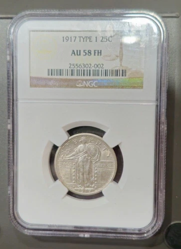 1917 T-1 Standing Lib. Quarter - AU58FH - NGC - Plentiful Luster