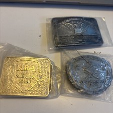 Lot of 3 NRA Belt buckles-Leadership Award-2 Million Club-3 Million Members-NEW