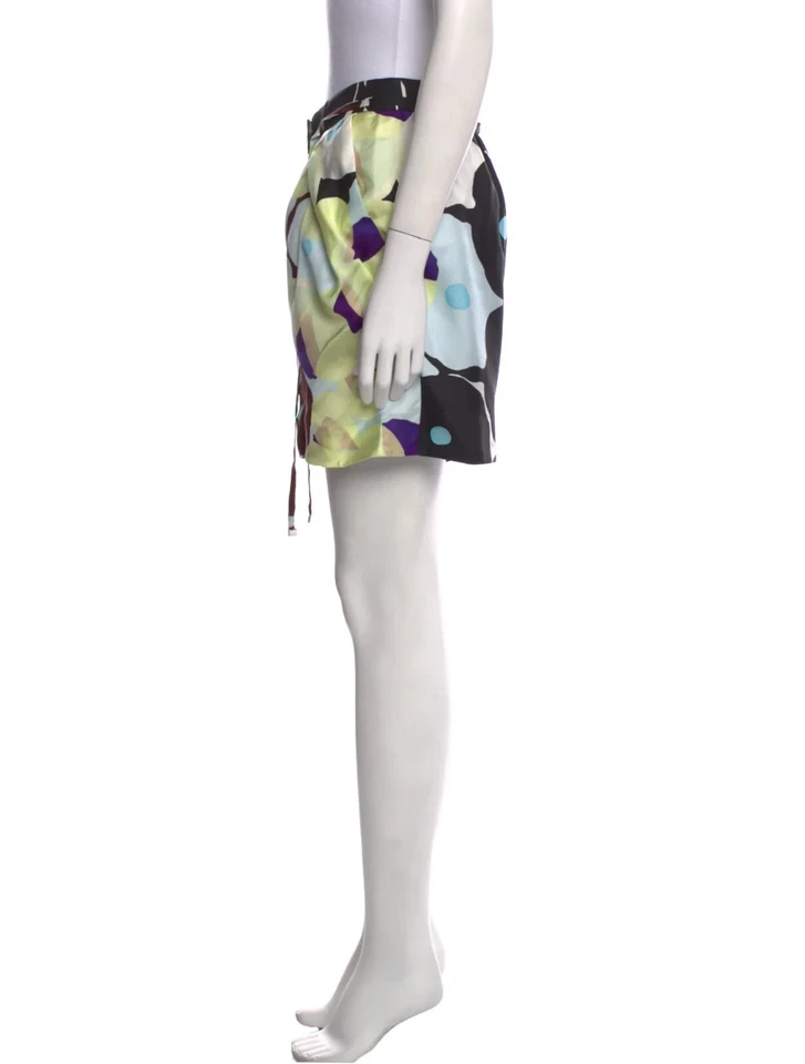 Pantalones Cortos Diane von Furstenberg Mujer XS Borgoña Estampado Tiro Alto Bolsillos Plisados Foto 2 de 3