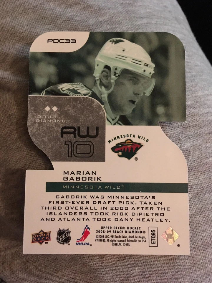 Marian Gaborik 2008-09 BLACK DIAMOND DOUBLE PREMIER CUTS Minnesota Wild - Image 2 of 2