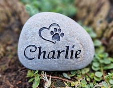 Memorial Pet Stone Hand Deep Engraved Personalised Pebble / Cobble Fur Friends