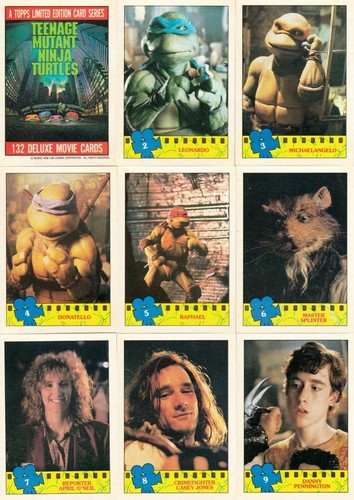 Juego de 132 tarjetas base de fábrica Teenage Mutant Ninja Turtles película 1 1990 Topps Reino Unido