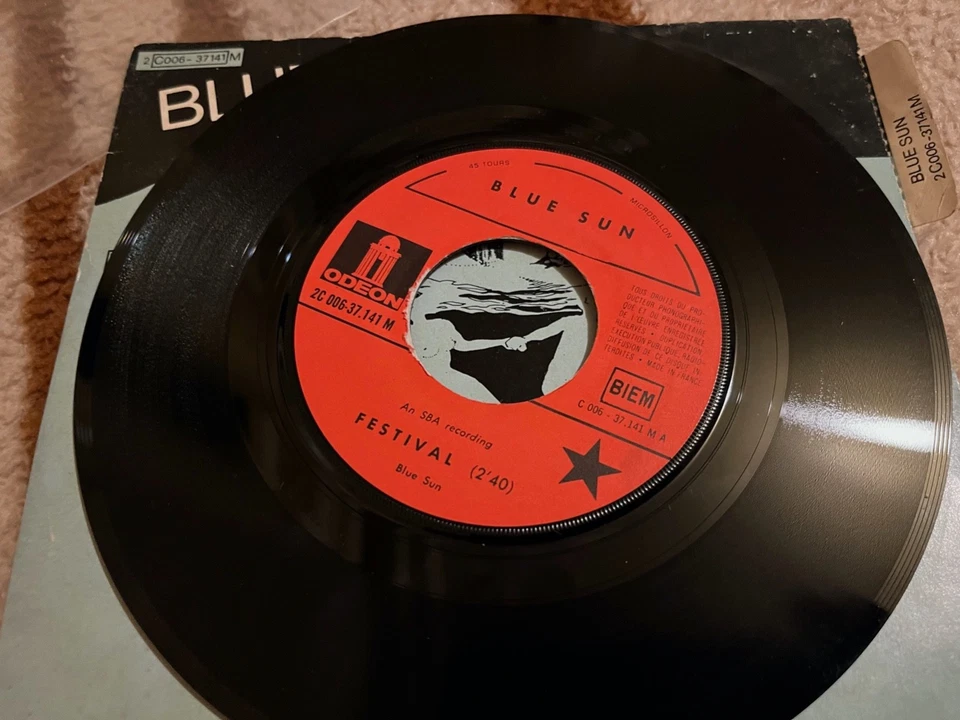 BLUE SUN 45t SP FESTIVAL KATEDRALEN prog psych 1970 groupe danois EX languette - Photo 3/3