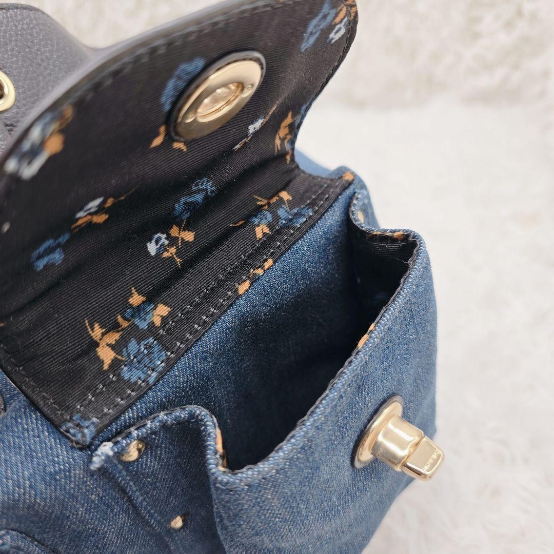 COACH Denim Leather Drawstring Backpack Dark Navy… - image 15