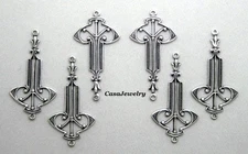 #1486 ANTIQUED STERLING SILVER PLATED CELTIC 2 RING CONNECTOR - 6 Pcs