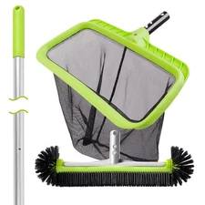 Swimming Pool Cleaning Kit with 10.5Ft Adjustable Aluminum Pole, 17.5" Rounde...