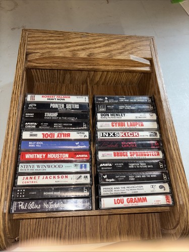 Vintage 22 Old Rock &Roll music Cassette Tapes W/ Vintage Cassette Tape Case