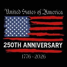 1776-2026 250th Anniversary of The Independence USA Sticker, S, Red B