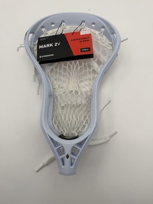 StringKing Mark 2V Strung Lacrosse Head Light Blue White Midfield