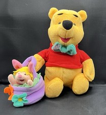 Disney Winnie the Pooh EASTER Stuffed Animal Plush Pooh  Piglet Flower Basket