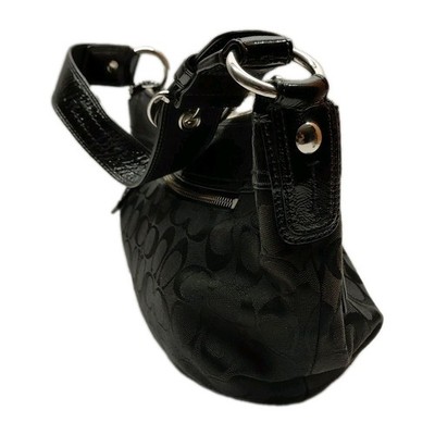 Coach Signature Canvas &White Leather Hobo Handbag Soho Pleated