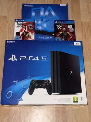 Sony PlayStation 4 Pro Konsole OVP  Top Zustand  Bundle + 2 Spiele  Icons Light