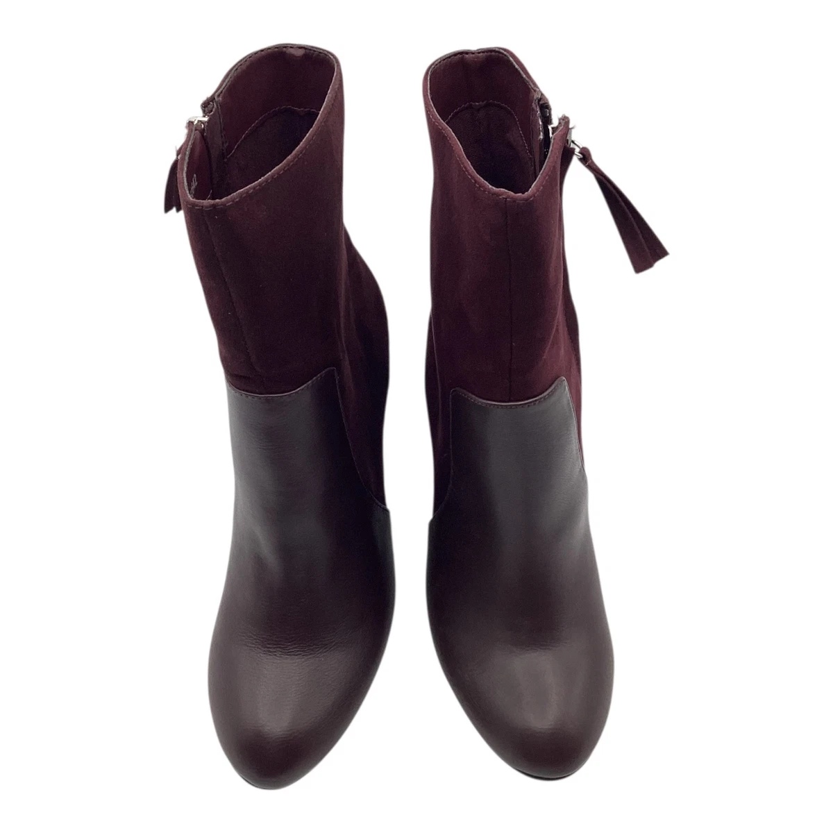 Anne Michelle Womens Ankle Boots UK 3 Burgundy Faux Leather Block Heel Winter