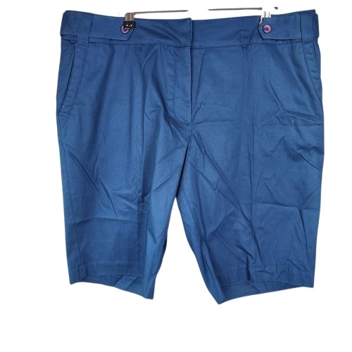 Women's Blue Dress Shorts - Tab Waist Detail Size 14