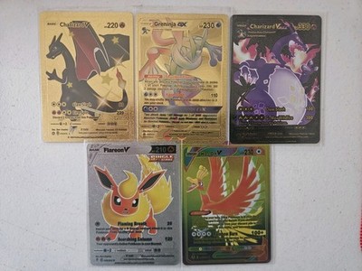 Charizard V Gold Foil Fan Art Vinyl Textured Collector Card Black Wing (1)