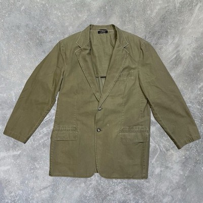 Vintage 90s LL Bean Blazer Safari Jacket Olive Green Mens 42 Reg