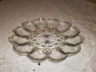 Vintage Anchor Hocking Clear 10" Deviled Egg Plate Tray Dish holds 12 eggs