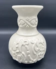 Vintage Haeger Ivory Monotone Floral Vase 9 1/4 Tall Mid Century