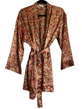 VTG Victoria's Secret Floral Satin Robe Size O/S Women's Oranges 90s Y2K