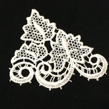 Vintage Crochet Flower Applique Rayon Patch from the 80's Off White