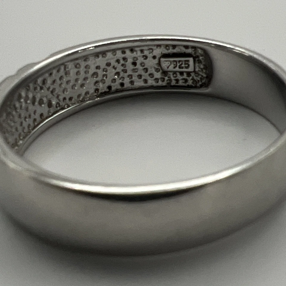 Vintage Sterling Silver Unisex Diamond Wedding Band Rhodium Plated Size 12.5 - Image 3 of 4