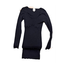 Hippie Rose Black Ribbed Knit Scoop Neck Long Sleeve Sweater Dress M