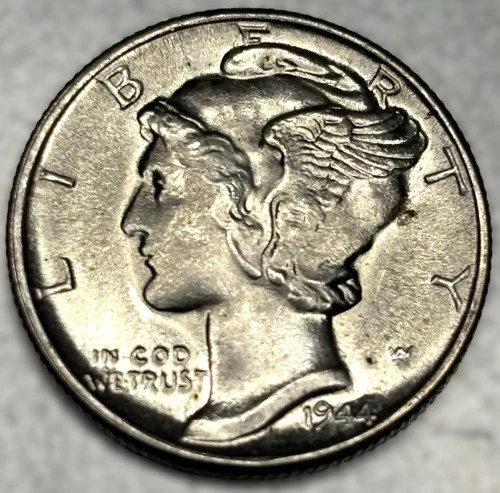 1944-P Mercury Dime 10c Gem BU MS Condition 90% Silver - 1173